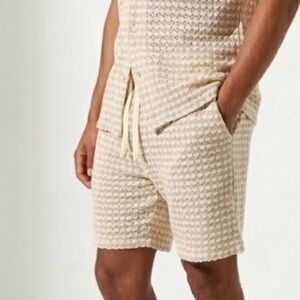 Massive Luxury Edition LARGE Woven Crochet Drawstring Beige Shorts Resort Travel